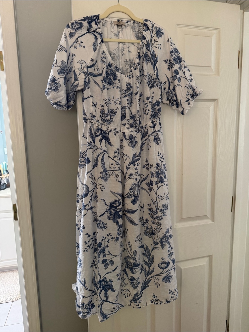 LOFT Blue Floral Midi Dress